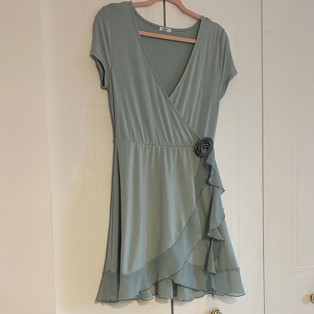 Ardene Sage Green Wrap-Style Midi Dress
